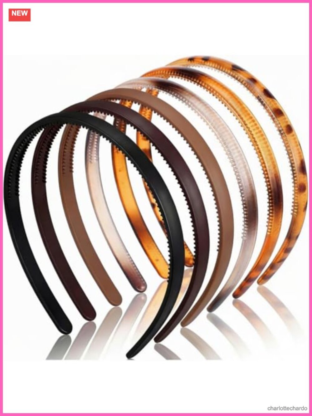 6 Thin Plastic Headbands with Teeth Non-Slip Skinny Hair Accessories